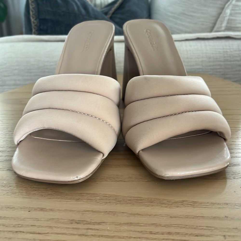 Nwot Open Edit Chunky Heel Plush Slides - image 2
